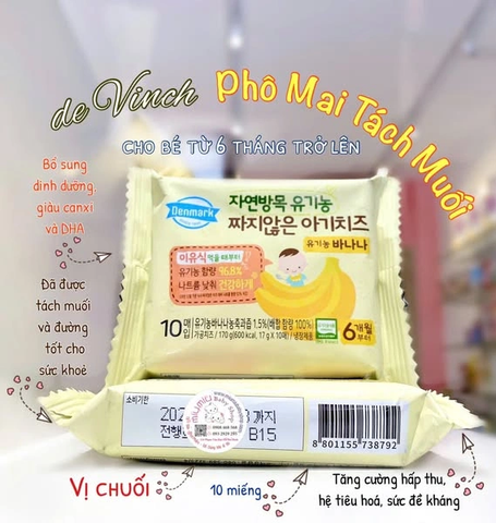 Phô mai hữu cơ tách muối vị chuối 6M+