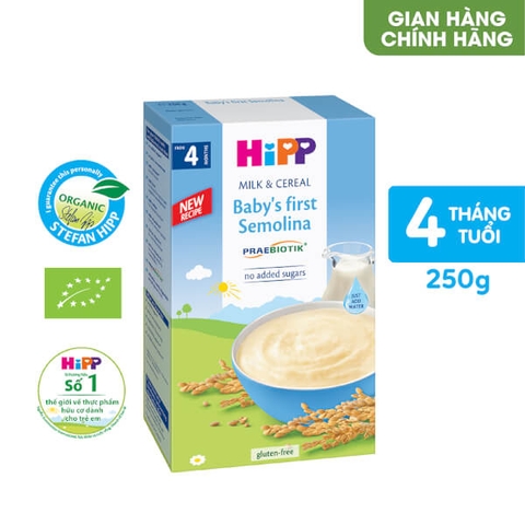 Bột ăn dặm HiPP táo chuối lê mơ cho bé từ 6 tháng tuổi 250g