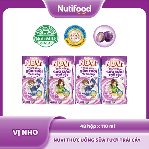 Sữa Tươi Trái Cây NuVi Vị Nho Thạch 110ml
