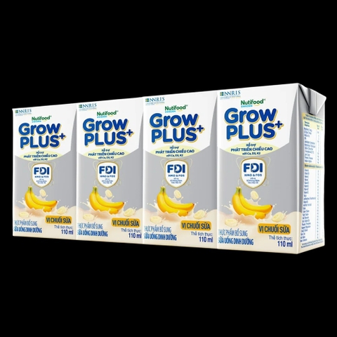 Sữa bột pha sẵn GrowPLUS+ vị chuối 110ml (lốc 4 hộp) (Trên 1 tuổi)
