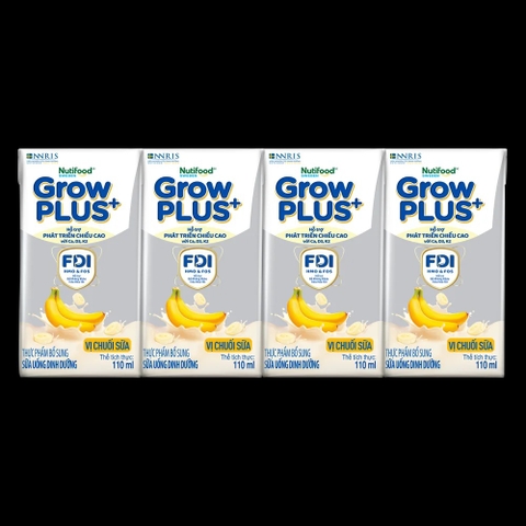 Sữa bột pha sẵn GrowPLUS+ vị chuối 110ml (lốc 4 hộp) (Trên 1 tuổi)