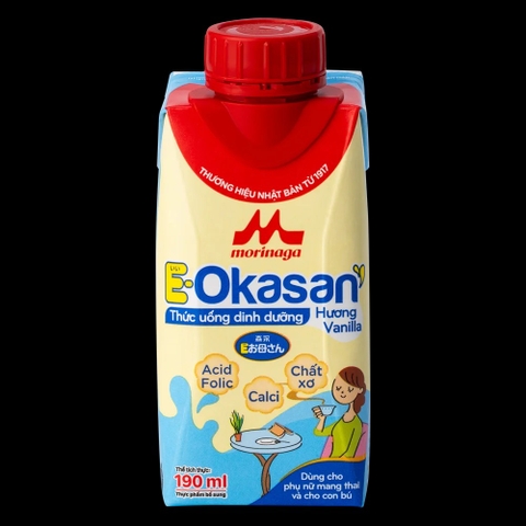 Sữa cho mẹ bầu & mẹ sau sinh Morinaga E-Okasan hương vanilla 190ml (lốc 3 hộp)