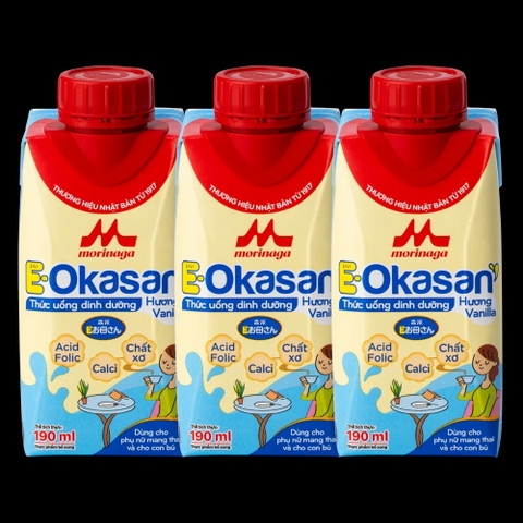 Sữa cho mẹ bầu & mẹ sau sinh Morinaga E-Okasan hương vanilla 190ml (lốc 3 hộp)