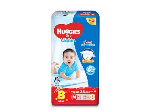 Tã Dán Huggies Dry Gói Đại M48 (48 Miếng) - Tặng Thêm 4 Miếng Tã Quần Size M