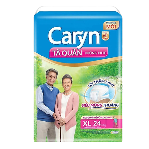 [GÓI LỚN XL24] Tã/Bỉm Quần Người Lớn Caryn Mỏng Nhẹ Chống Tràn Size XL24 Miếng - Chính Hãng