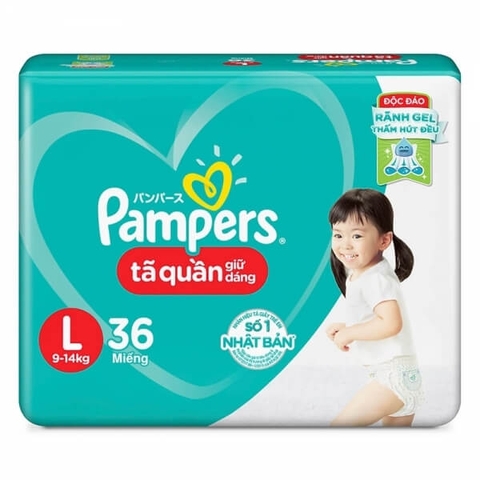 Bỉm - Tã quần Pampers tiết kiệm size L 36 miếng (Bé 9-14kg)