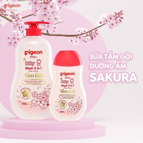 Sữa tắm gội dịu nhẹ cho bé 2in1 Sakura Pigeon 700ml