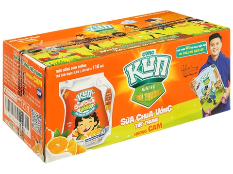 Túi sữa chua uống tiệt trùng hương cam Lof Kun 110ml ( 2 tuổi )
