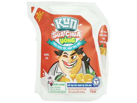 Túi sữa chua uống tiệt trùng hương cam Lof Kun 110ml ( 2 tuổi )