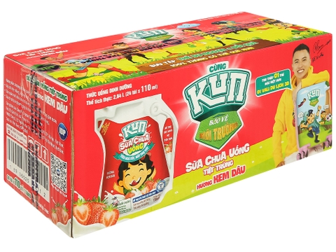 Túi sữa chua uống tiệt trùng hương kem dâu Lof Kun 110ml