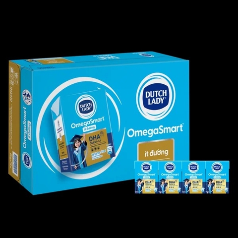 Lốc 4 hộp sữa tươi Dutch Lady OmegaSmart ít đường 110 ml (từ 1 tuổi)