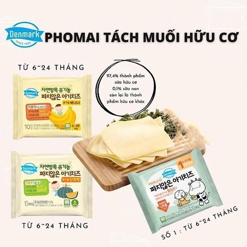 Phô mai tách muối Denmark Hàn Quốc vị tự nhiên dùng cho bé từ 6m+