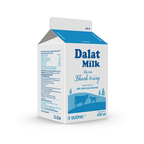 SỮA TƯƠI THANH TRÙNG DLM ÍT ÐƯỜNG 450ML