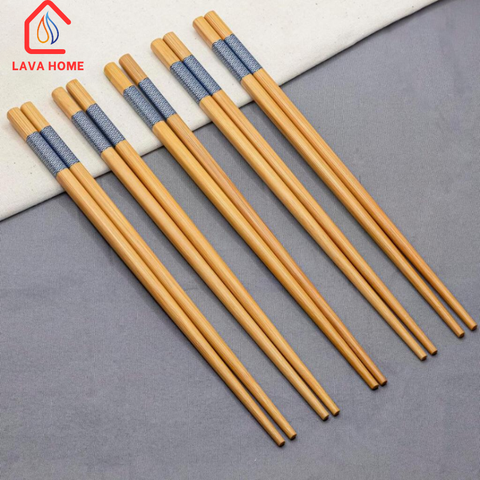 Đũa Tre Cao Cấp Chống Mốc Viền Xanh Hộp 10 Đôi