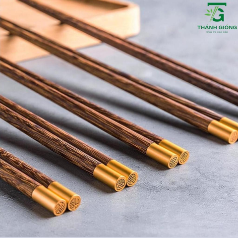 Đũa Gỗ Cánh Gà Tự Nhiên Chữ Phúc Hộp 10 Đôi
