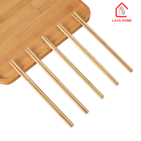 Đũa Tre Trơn Mộc Tự Nhiên 24cm Kháng Khuẩn An Toàn Hộp 10 Đôi