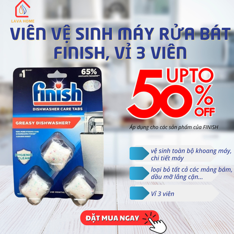 Viên vệ sinh máy rửa bát Finish (vỉ 3 viên)