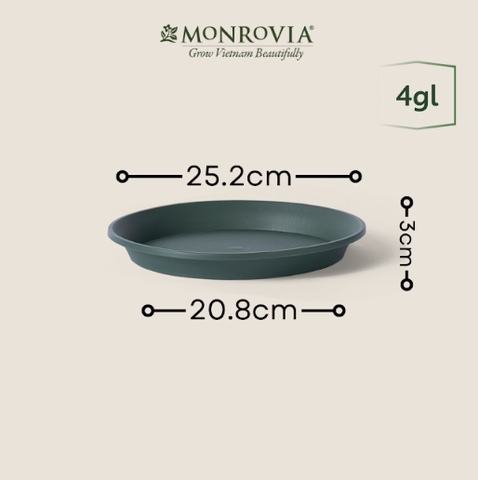 Đĩa lót chậu nhựa trồng cây MONROVIA để bàn, treo ban công, treo tường, thiết kế tinh tế, tiêu chuẩn Châu Âu - 4gl