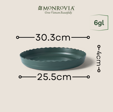 Đĩa lót chậu nhựa trồng cây MONROVIA để bàn, treo ban công, treo tường, thiết kế tinh tế, tiêu chuẩn Châu Âu - 6gl O