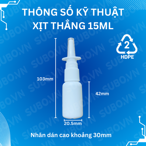 Chai xịt phun sương nhựa HDPE đầu thẳng 15ml