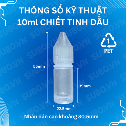Chai Nhựa PET 10ml Trong Suốt Đựng Tinh Dầu