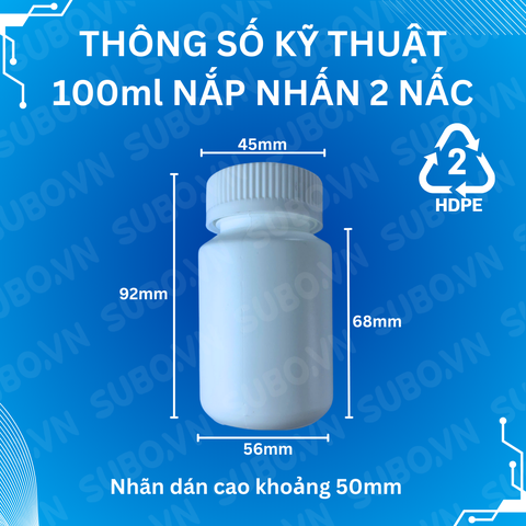 Hũ nhựa 100ml HDPE nắp nhấn