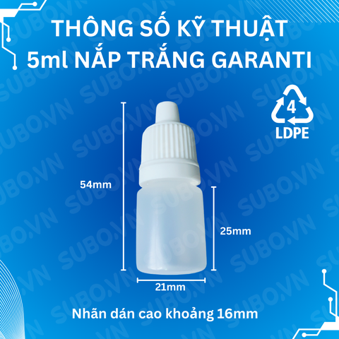 Lọ Nhỏ Giọt 5ml Nắp Trắng Bảo Hiểm LDPE