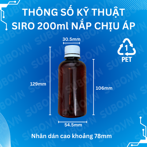 Chai nhựa 200ml PET nâu nắp chịu áp bảo hiểm