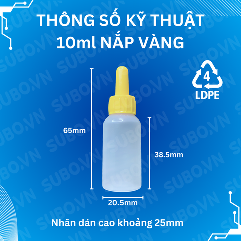 Lọ Nhỏ Giọt 10ml Nắp Vàng Nhựa LDPE