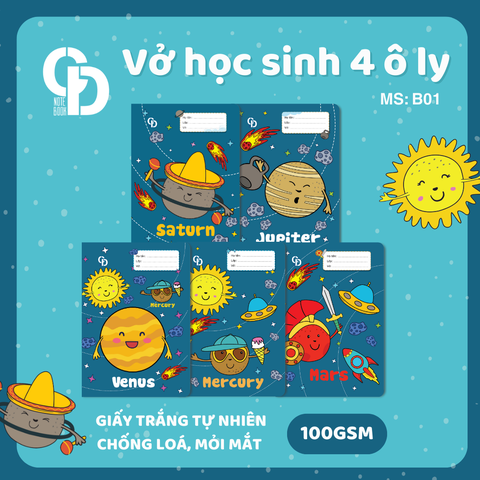 B01 - Vở Universe Xanh lục 4 ô ly 48tr, ĐL 100gsm