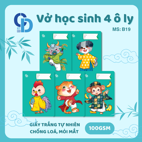 B19 - Vở 12 CG Xanh dương 4 ô ly 48tr, ĐL 100gsm