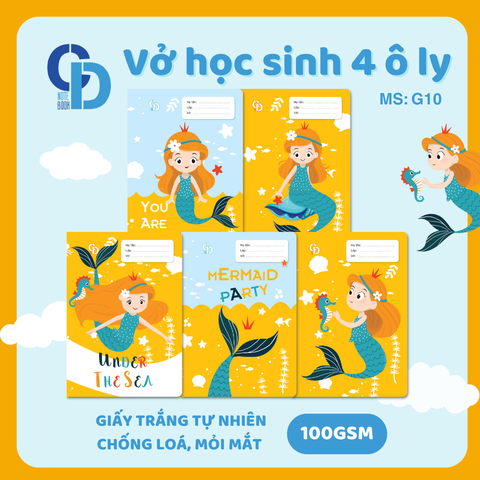 G10 - Vở Under the sea Tiên cá 4 ô ly 48tr, ĐL 100gsm