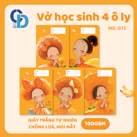 G12 - Vở Color Girl Cam 4 ô ly 48tr, ĐL 100gsm