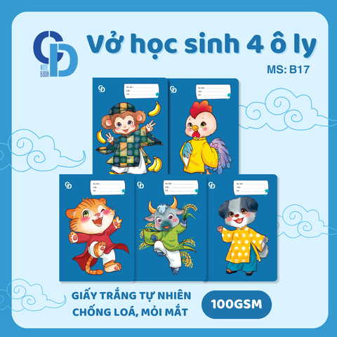 B17 - Vở 12 CG Xanh lam 4 ô ly 48tr, ĐL 100gsm