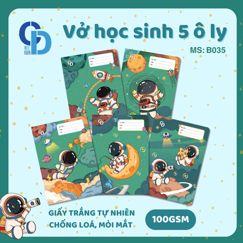 B035 - Space Exploration Xanh lá 5 ô ly 48tr, ĐL 100gsm