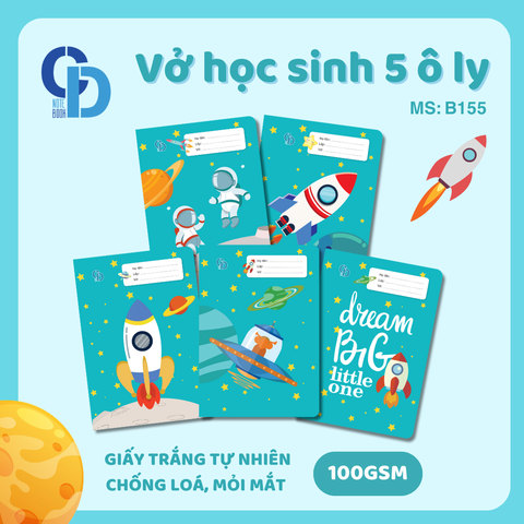 B155 - Dream Big Xanh dương 5 ô ly 48tr, ĐL 100gsm