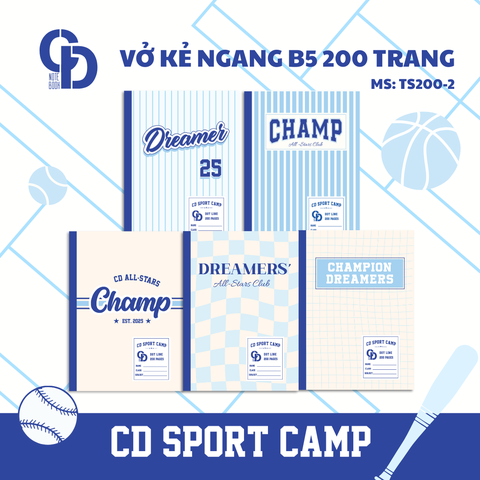 TS200-2 - Vở kẻ ngang chấm CD Sport, B5, Xanh dương, 200tr, ĐL: 70