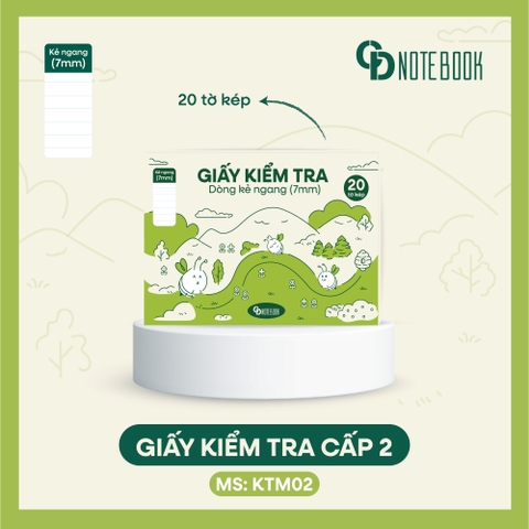 KTM02 - Giấy kiểm tra kẻ ngang Bee, 20 tờ kép, ĐL: 70