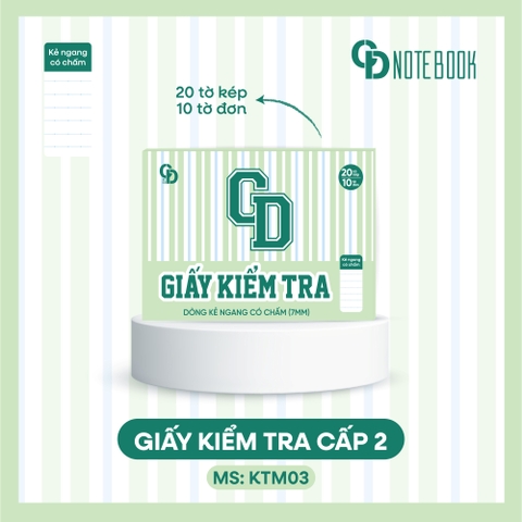 KTM03 - Giấy kiểm tra kẻ ngang có chấm Sport, 20 tờ kép - 10 tờ đơn, ĐL: 70