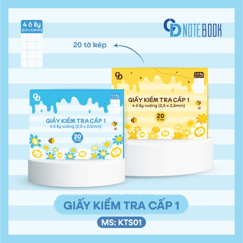 KTS01 - Giấy kiểm tra Bee, 4 ô ly, 20 tờ kép, ĐL: 100