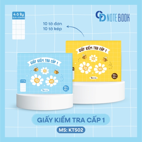 KTS02 - Giấy kiểm tra Bee, 4 ô ly, 10 tờ đơn - 10 tờ kép , ĐL: 100