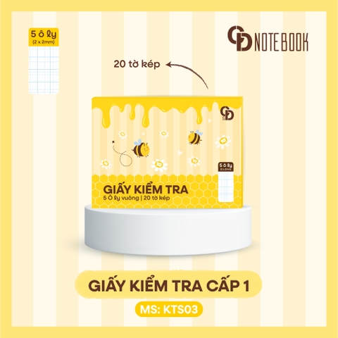 KTS03 - Giấy kiểm tra Bee, 5 ô ly, 20 tờ kép , ĐL: 100