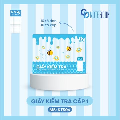KTS04 - Giấy kiểm tra Bee, 5 ô ly, 10 tờ đơn - 10 tờ kép , ĐL: 100