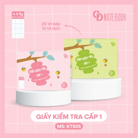 KTS05 - Giấy kiểm tra Bee, 4 ô ly, 20 tờ kép - 10 tờ đơn, ĐL: 100