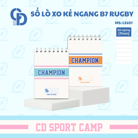 LS107 - Sổ lò xo Sport Rugby, B7, Giấy kẻ ngang, 120tr, ĐL: 100