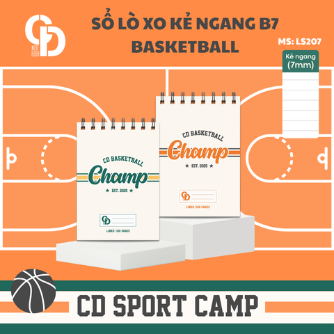 LS207 - Sổ lò xo Sport Basketball, B7, Giấy kẻ ngang, 120tr, ĐL: 100