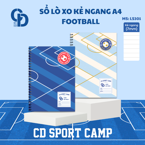 LS301 - Sổ lò xo Sport Football, A4, Giấy kẻ ngang, 200tr, ĐL: 100