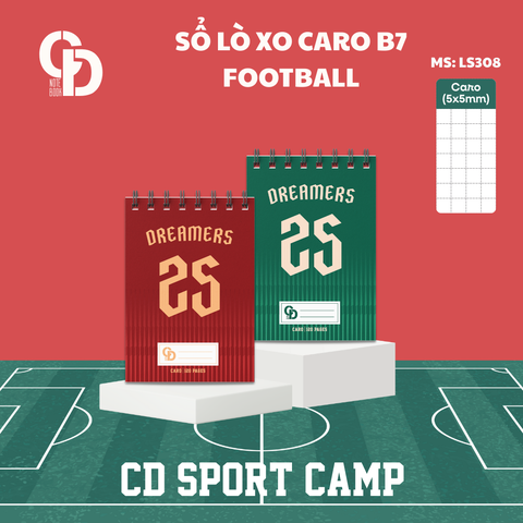 LS308 - Sổ lò xo Sport Football, B7, Giấy kẻ caro, 120tr, ĐL: 100