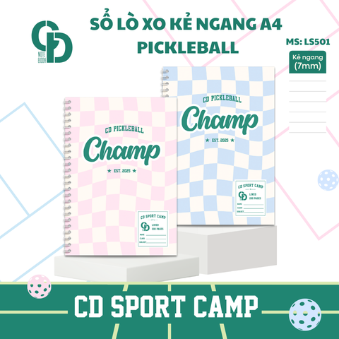 LS501 - Sổ lò xo Sport Pickleball, A4, Giấy kẻ ngang, 200tr, ĐL: 100