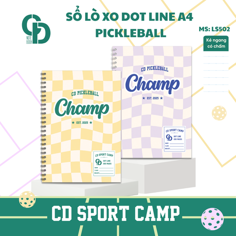 LS502 - Sổ lò xo Sport Pickleball, A4, Giấy kẻ ngang chấm, 200tr, ĐL: 100
